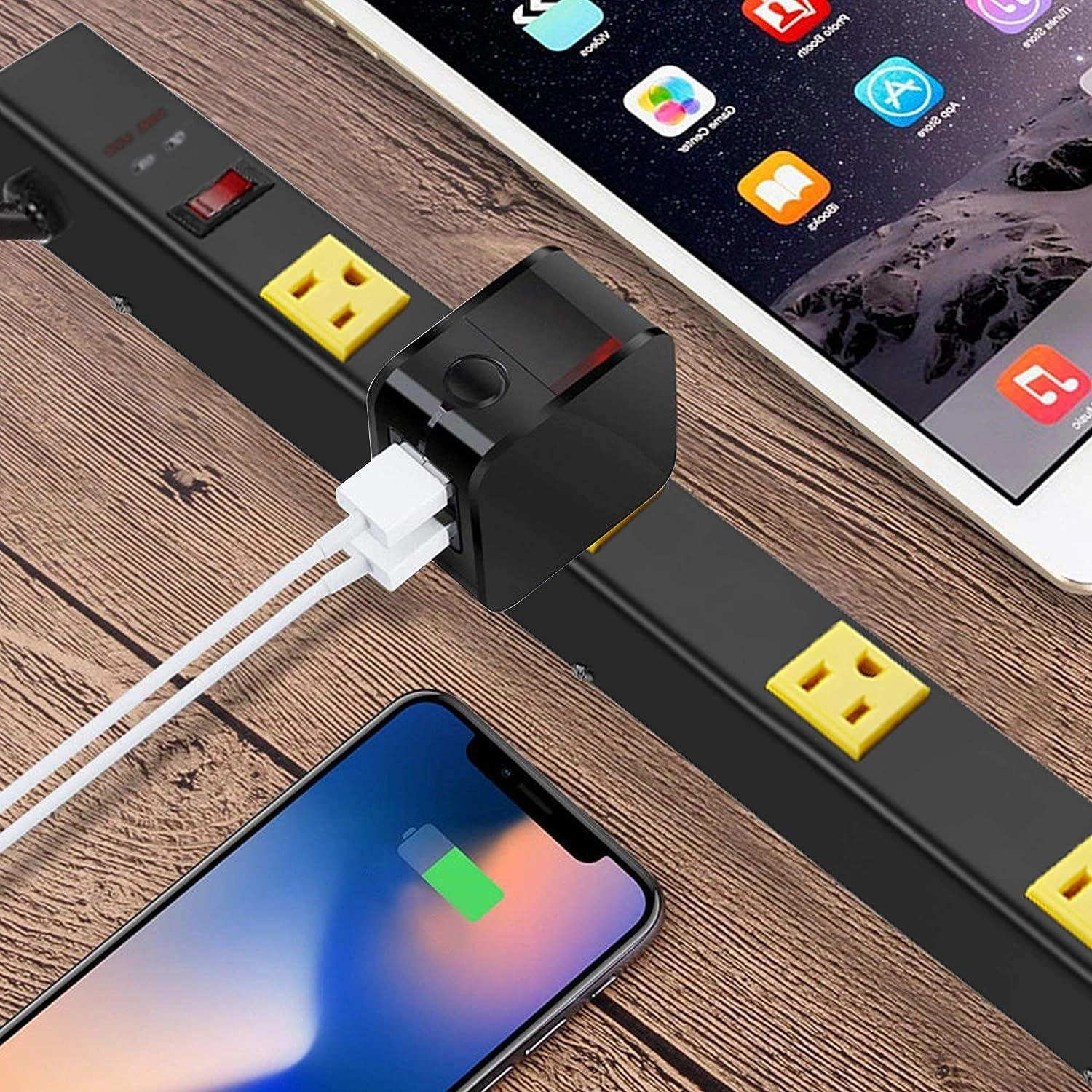 Power Surge Protector Strip Long Black Wall Mount Outlet